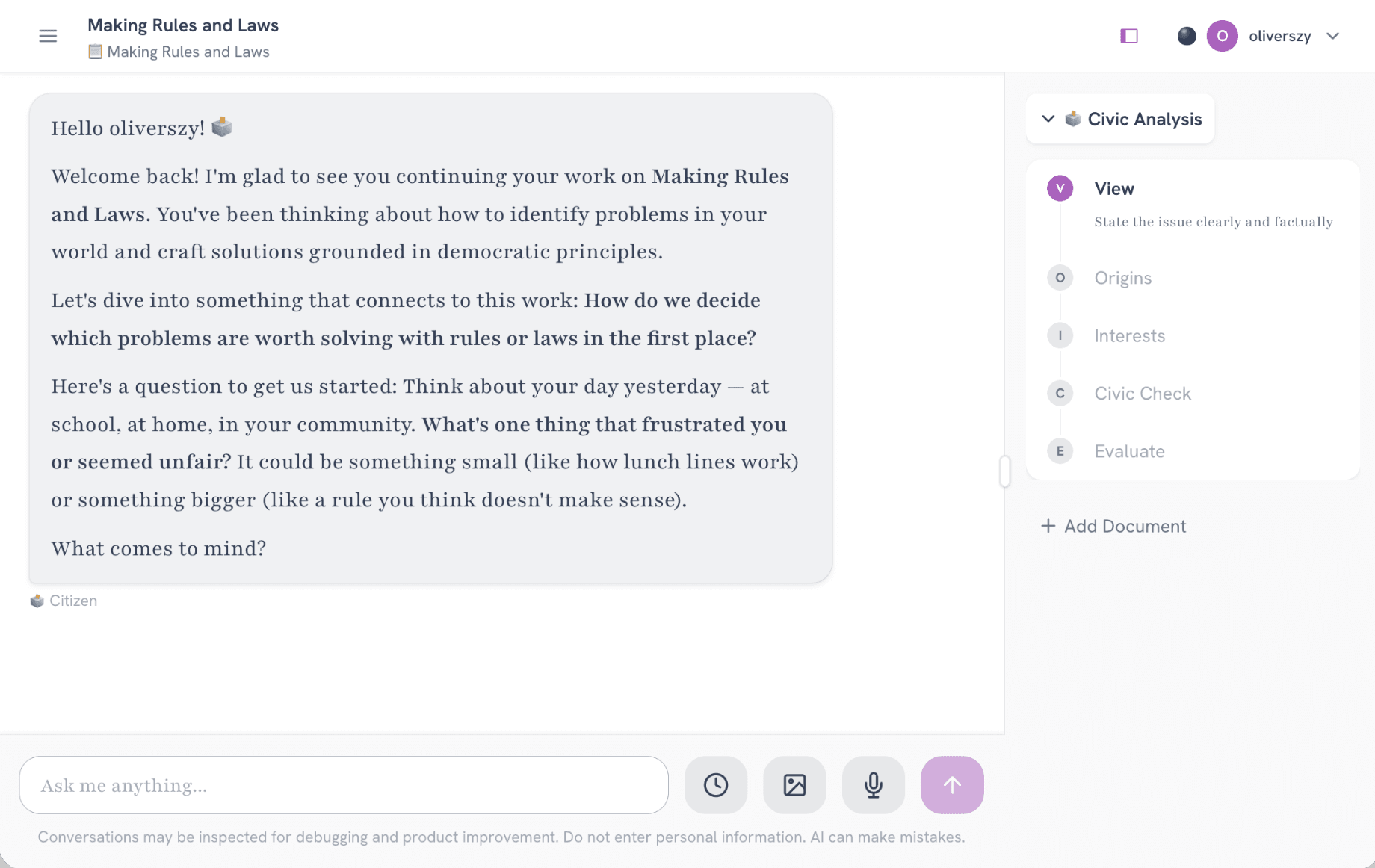 Rabbithole student interface