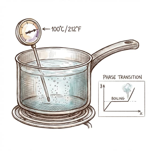 Textbook sketch of water boiling and phase transition