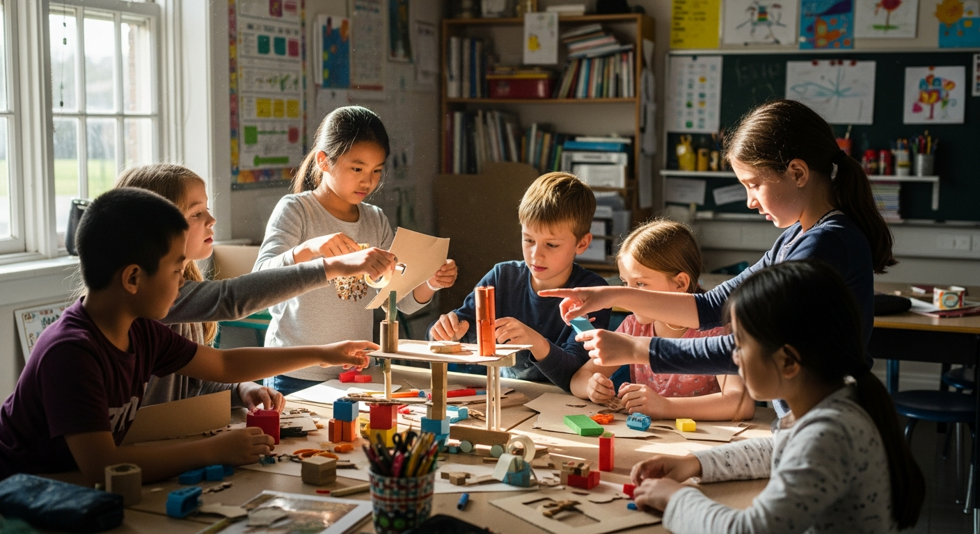 Students engaged in collaborative learning