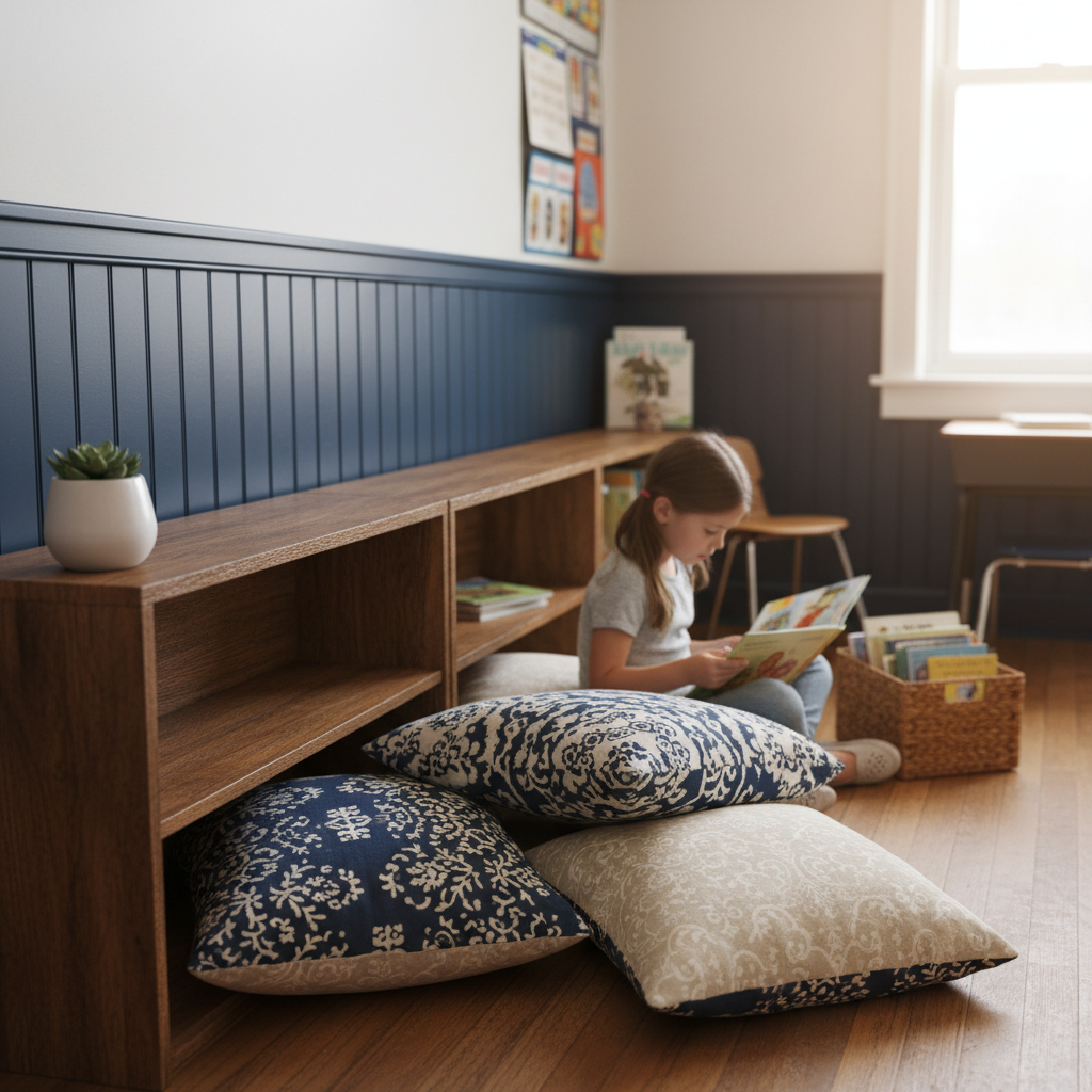Cozy reading corner with natural light